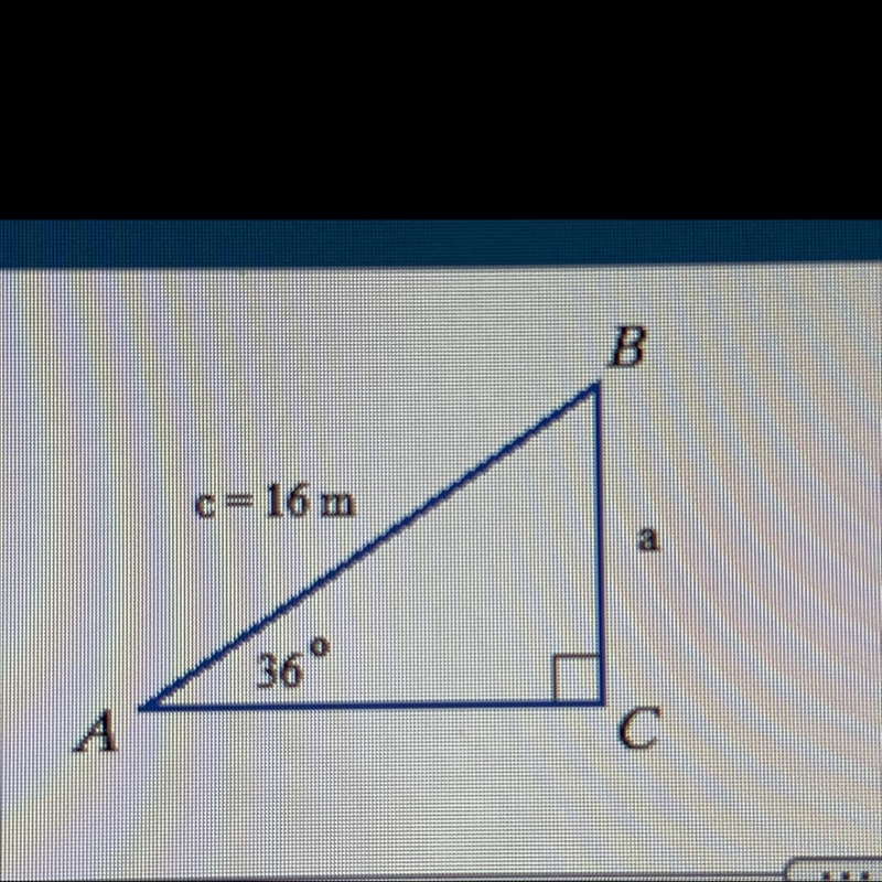 Find the measure of side a. A = _ m-example-1