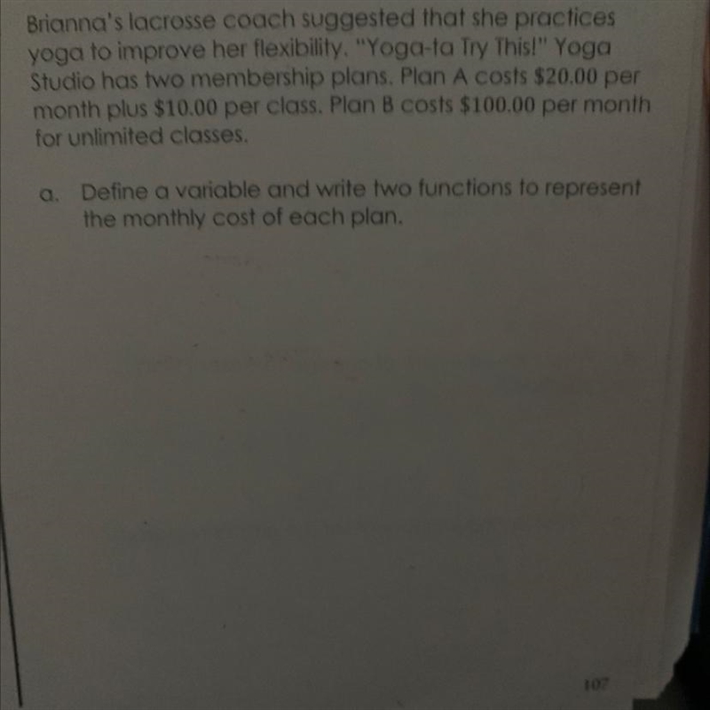 Define a variable and write two functions to represent the monthly cost of each plan-example-1