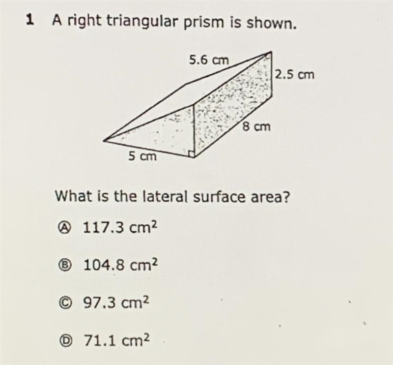 A right triangular prism is shown.What is the lateral surface area?-example-1