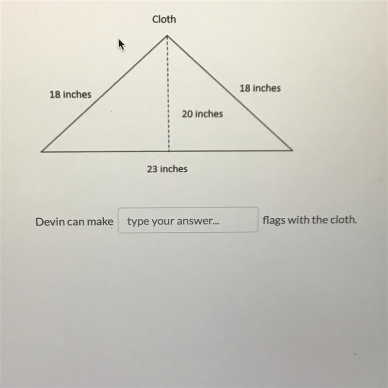 Devin has a triangular shaped piece of cloth to use for small flags. He needs 80square-example-1