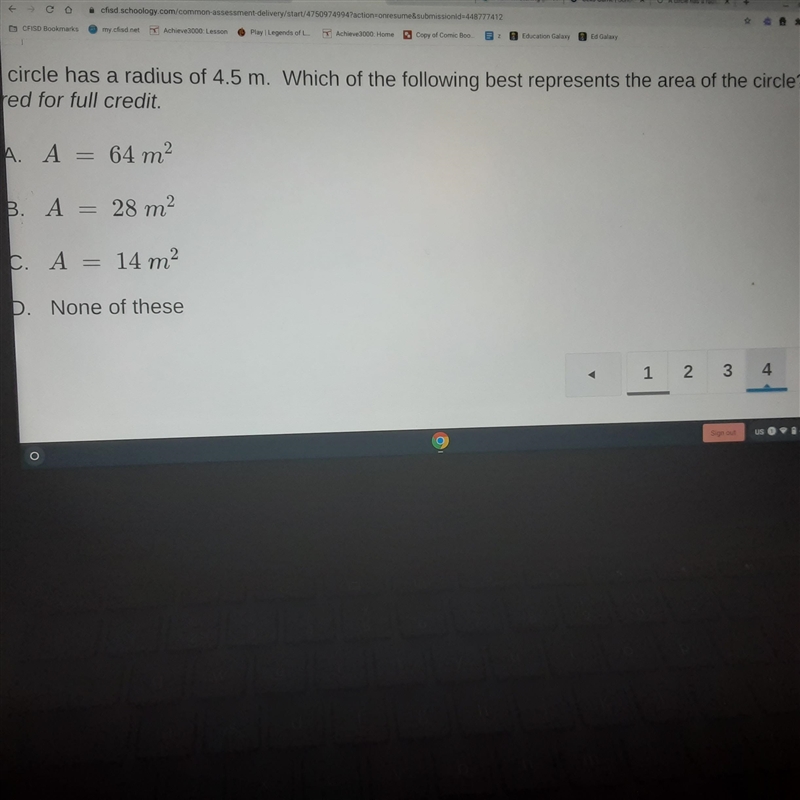 Please show the process to find the area of the circle.-example-1