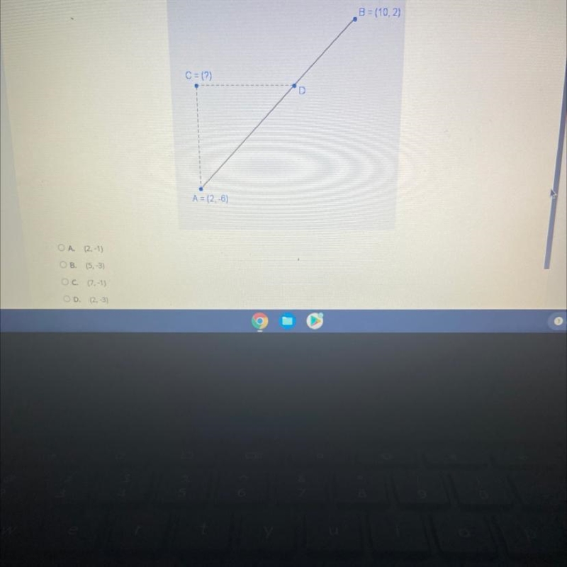 In the diagram, point D divides line segment AB in the ratio of 5:3. If line segment-example-1