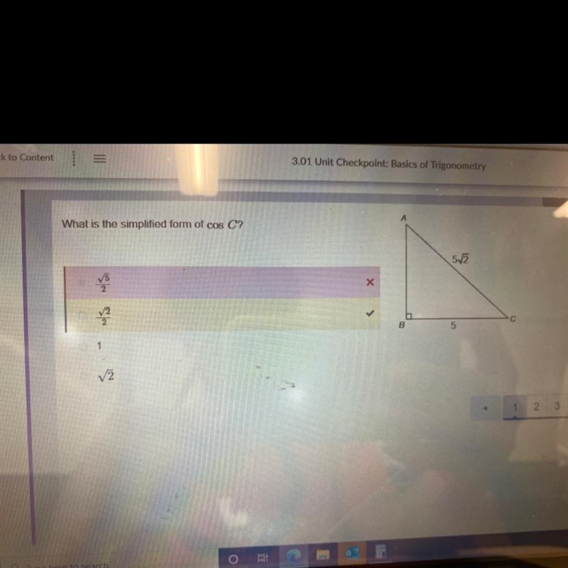 Cos c and the angle c is 5 to the power of 2-example-1