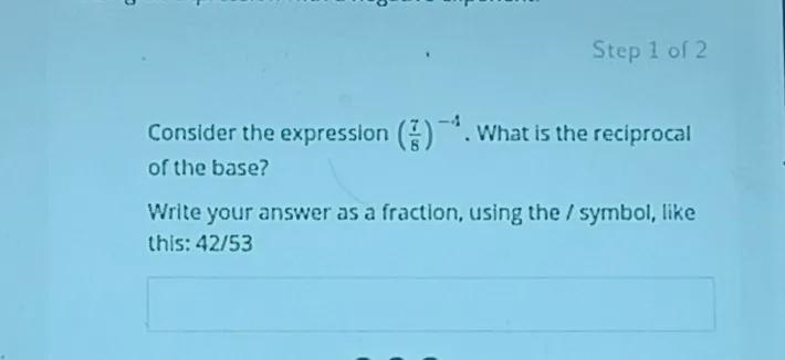 What is the reciprocal Consider the expression (5) of the base? Write your answer-example-1