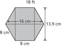 The hexagon shown is divided into 4 triangles and a rectangle. What is the area of-example-1