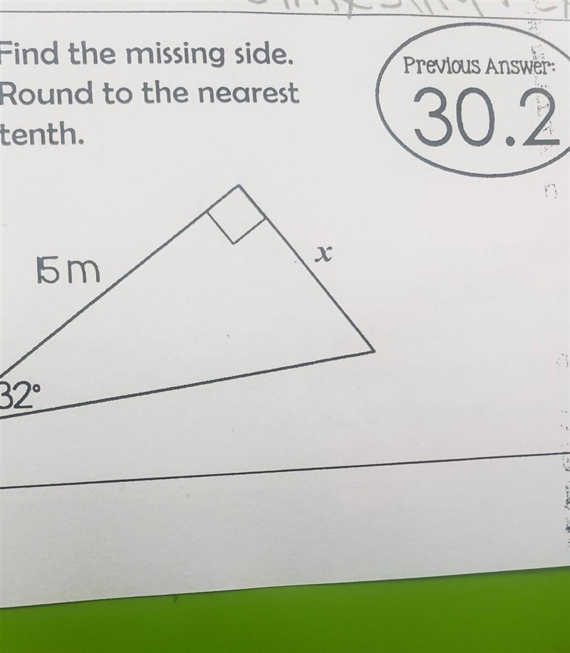 Find the missing angel.Round to the nearest tenth previous answer previous answer-example-1