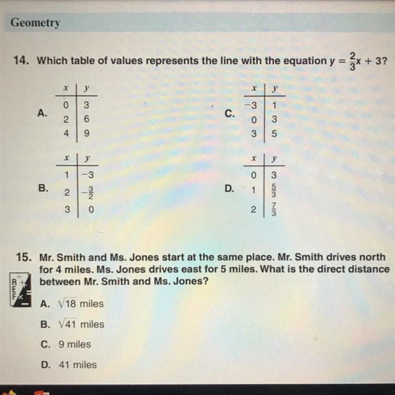 Which table of values represents the line with the equation y2 x+ 3?-example-1