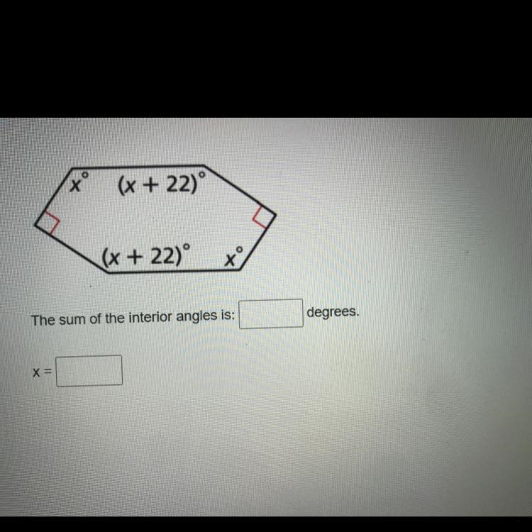 The sum of the interior angles is: ___ degrees X=-example-1