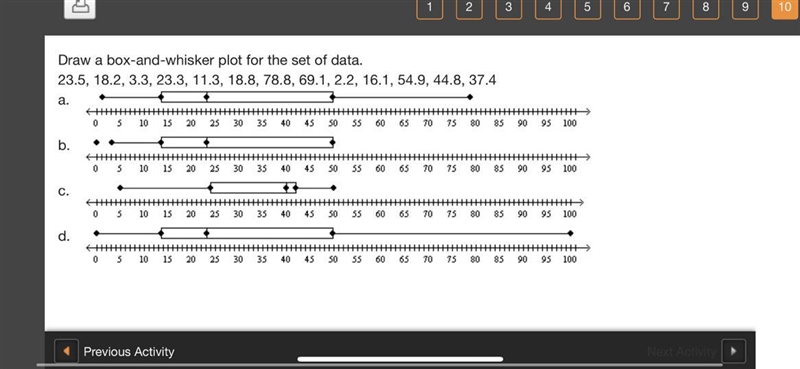 Draw a box-and-whisker plot for the set of data.23.5, 18.2, 3.3, 23.3, 11.3, 18.8, 78.8, 69.1, 2.2, 16.1, 54.9, 44.8, 37.4a-example-1