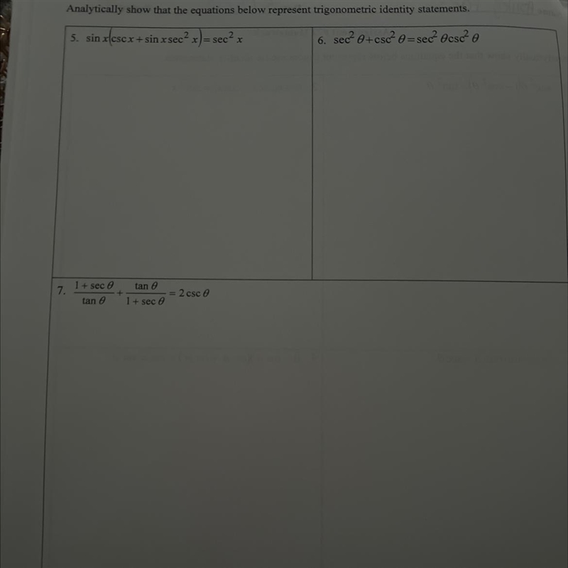 Analytically show that the equation below represents trigonometric identity statements-example-1