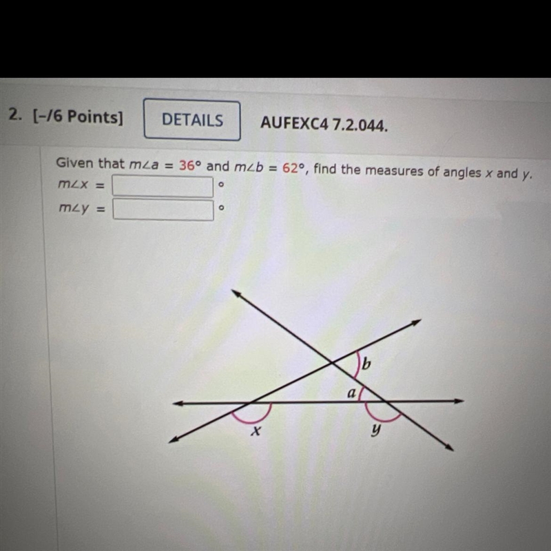 Given that mLa = 36° and m-example-1