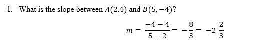 Given A(2,4) and B(5,-4) from problem #1. What is the slope of a line that is parallel-example-2