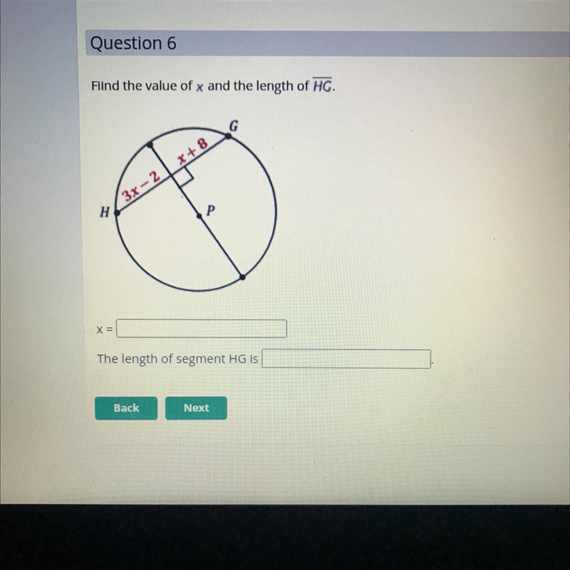 Find the value of x and the length of segment HG-example-1