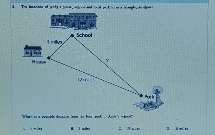 5. The locations of Andy's housc, school and local park form a triangle, as shown-example-1