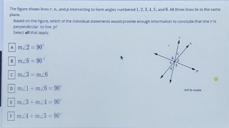 Based on the figure, which of the individual statements would provide enough information-example-1