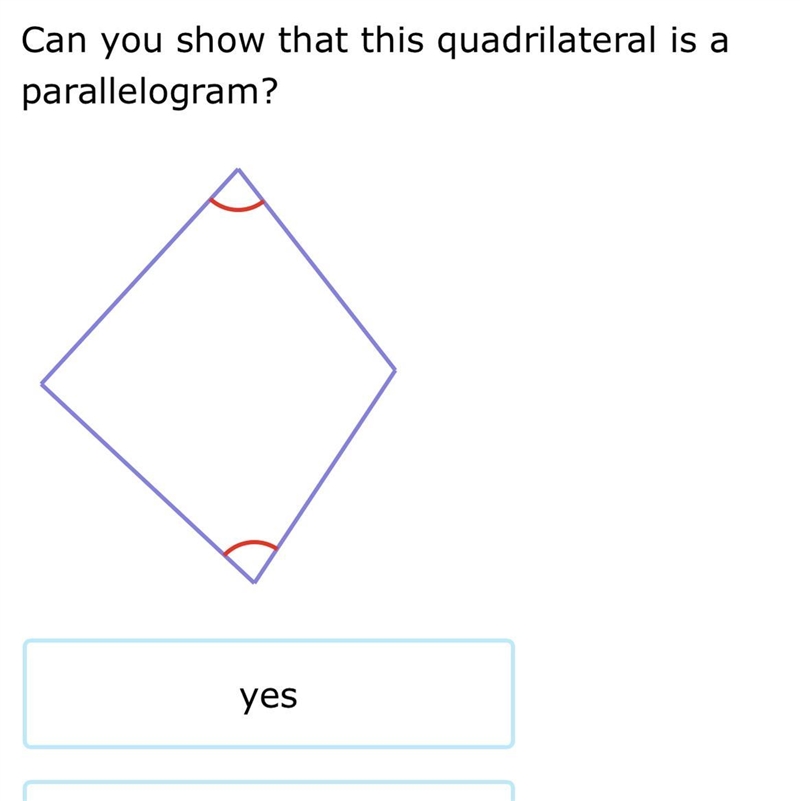 Can you show that this quadrilateral is a parallelogram?-example-1