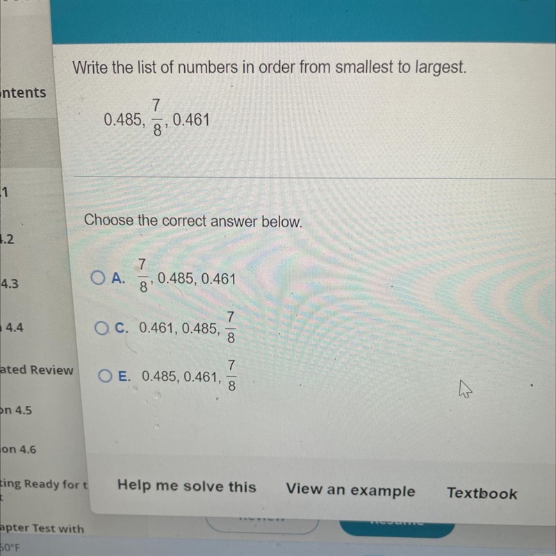 Write the list of numbers in order from smallest to largest-example-1