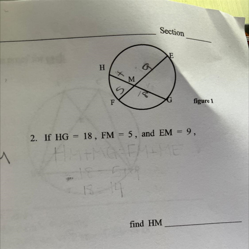 Find HM if HG=18, FM=5, and EM=9-example-1