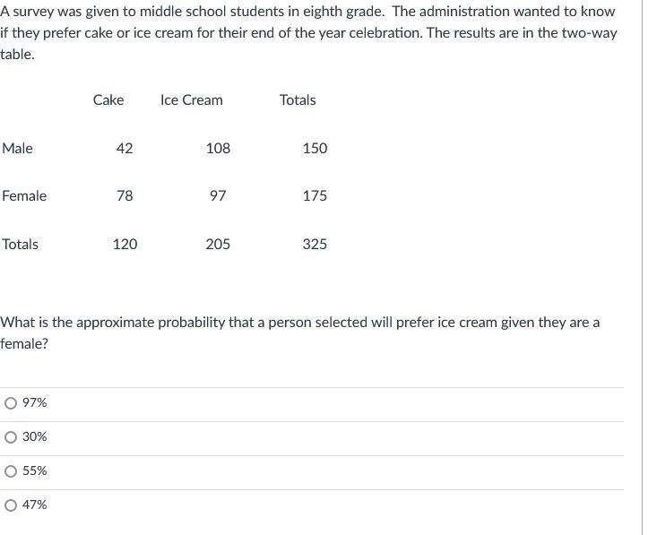 A survey was given to middle school students in eighth grade. The administration wanted-example-1