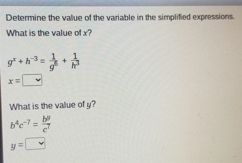 Determine the value of the variable in the simplified expressions. What is the value-example-1