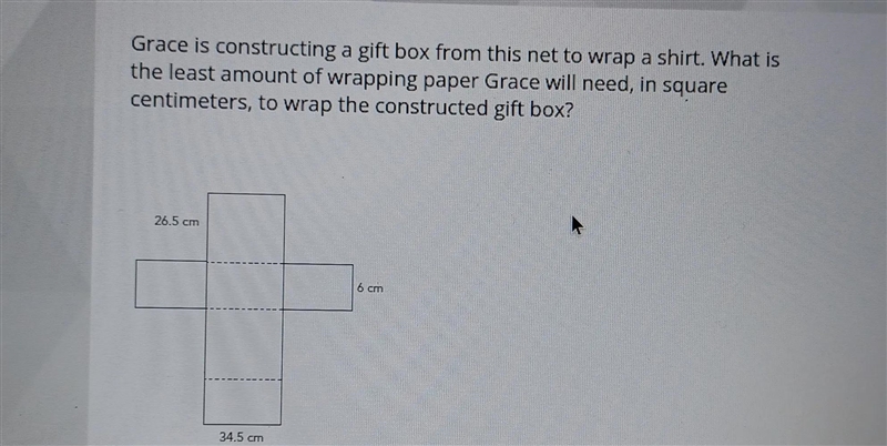 Grace is constructing a gift box from this net to wrap a shirt. What is the least-example-1