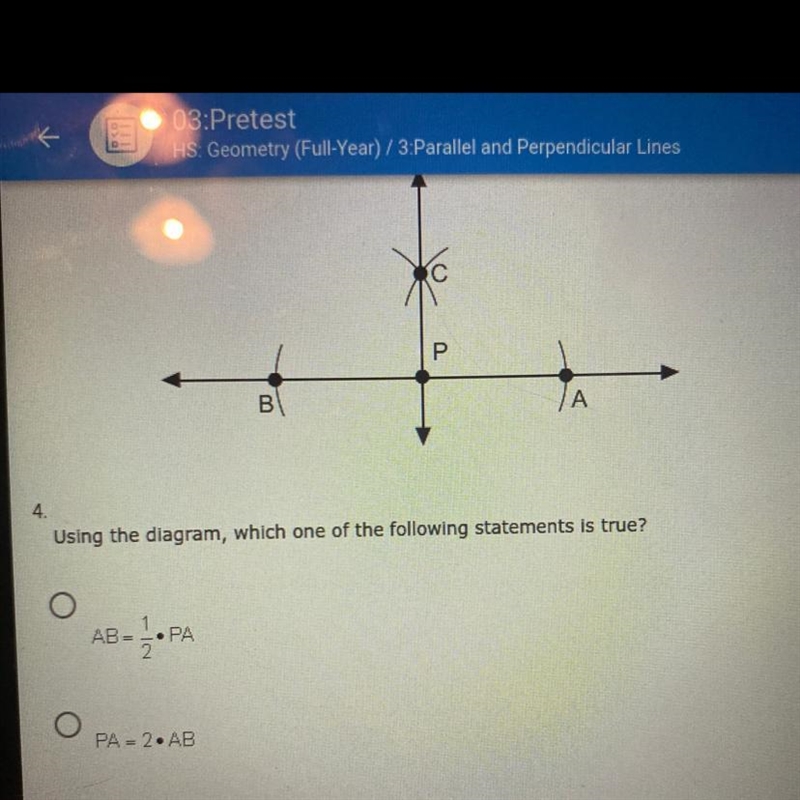 The last two options C. 2•PA= PB D. PA=PB please try to show your work, if not it-example-1