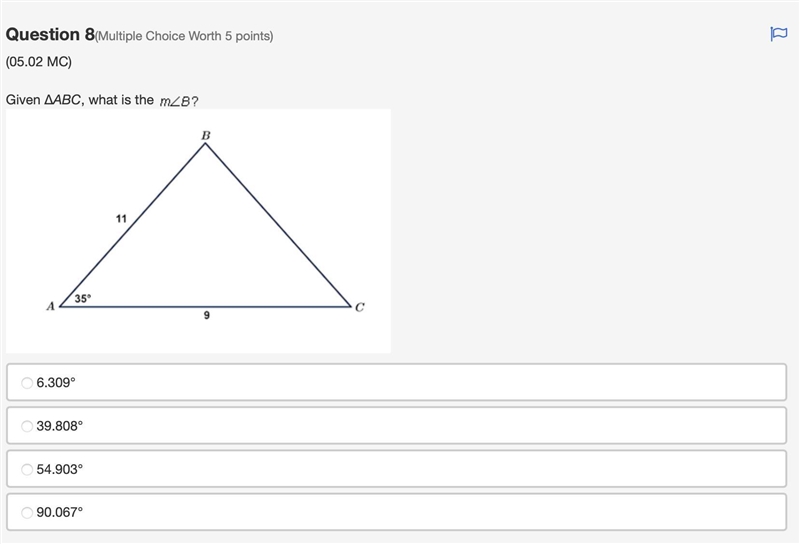 Given triangle ABC, what is the m-example-1