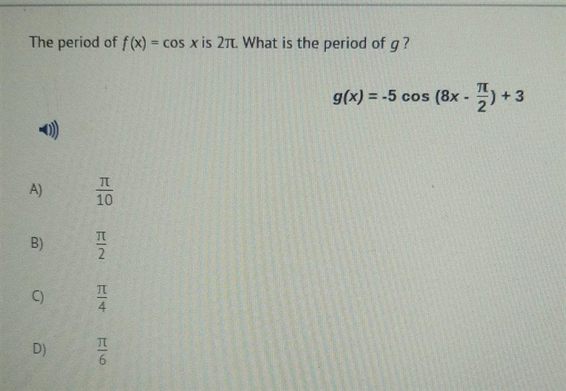 The period of f(x)=cos x is 2π. What is the period of g?-example-1