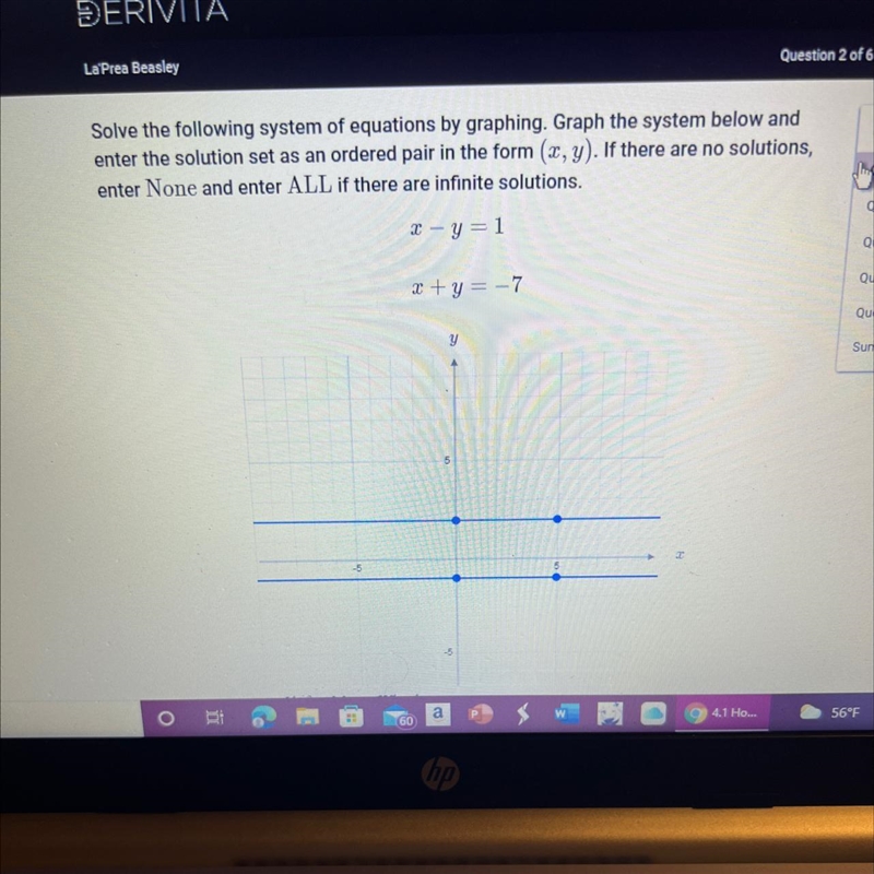 Solve the following system of equations by graphing. Graph the system below andenter-example-1