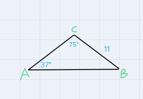 Solve the following non-right triangles. a. A= 37°, C= 75° , a= 11-example-1