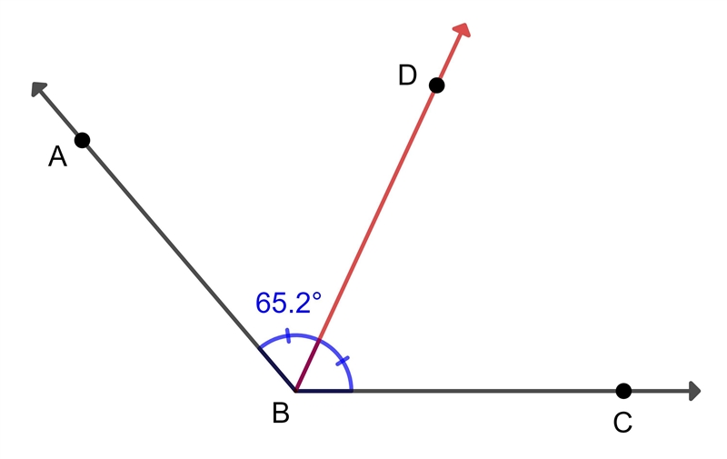 Naomi constructed a ray, , that is the bisector of ∠ABC. Given that m∠ABD = 65.2, what-example-1