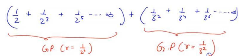 Find the sum if the series 1/2 + 1/3^2 + 1/2^3 + 1/3^4 + .......​-example-1