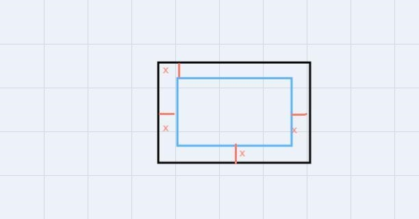 2. (6 points) A 60cm by 80cm photo is to be surrounded with a matting of equal width-example-1