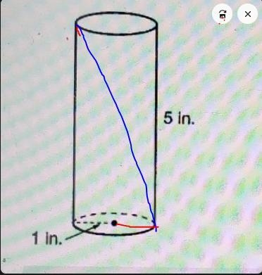 A cylindrical can of seltzer water has a height of 5 inches and a radius of 1 inch-example-1