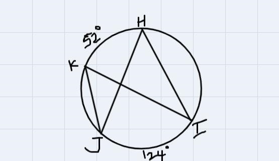 GEOMETRY BFill in the blank with the correct angle measure.H52°кmZJH =124°-example-1