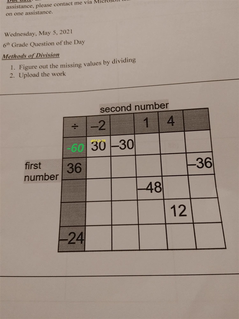 Methods of Division 1. Figure out the missing values by dividing 2. Upload the work-example-1