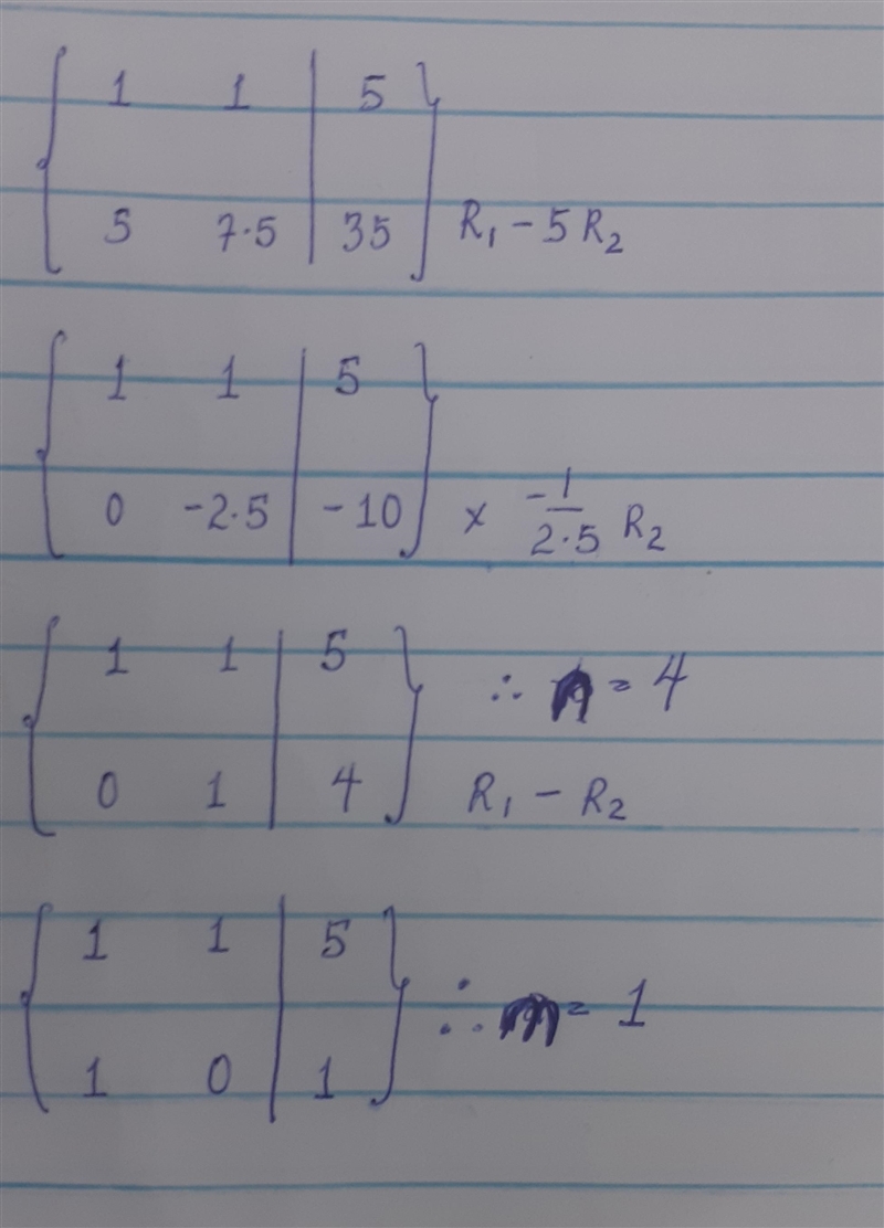 Use gaussian elimination to solveThe buries pay their babysitter $5 per hour before-example-1