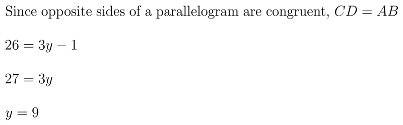 ABCD is a parallelograms, only find the value of Y?-example-1