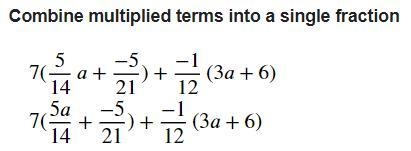 7(5/14a-5/21)-1/12(3a+6)-example-1