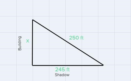 A building cast a shadow that is 245 ft. in length. If the distance from theshadow-example-1