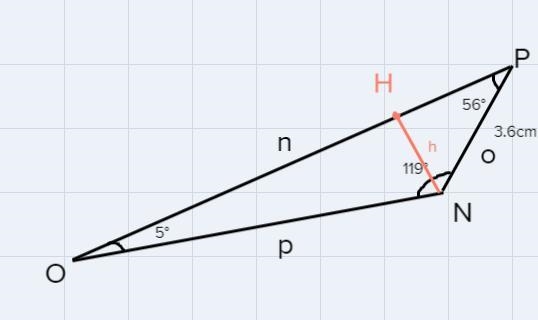 In ∆NOP, o =3.6 cm,-example-1