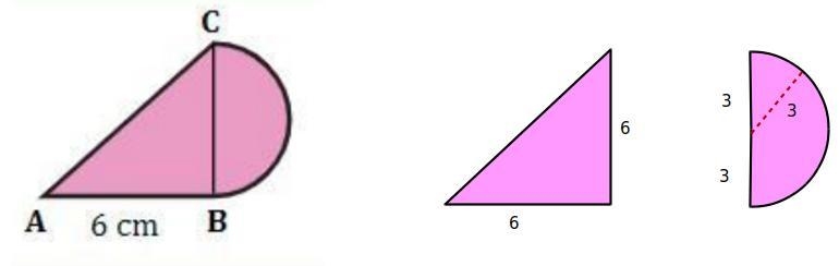 Find the area and the perimeter of the shaded regions below. Give your answer as a-example-1