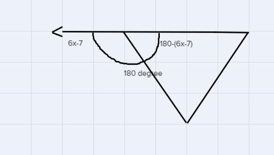 Find the external angle. (HINT: After you solve for x, plug it into the equation)-example-1