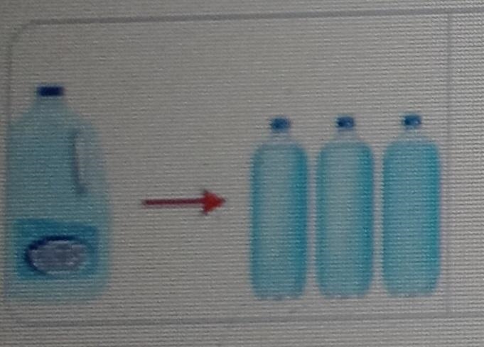 A full one- gallon container can beused to fill the one-liter containers, as shownbelow-example-1