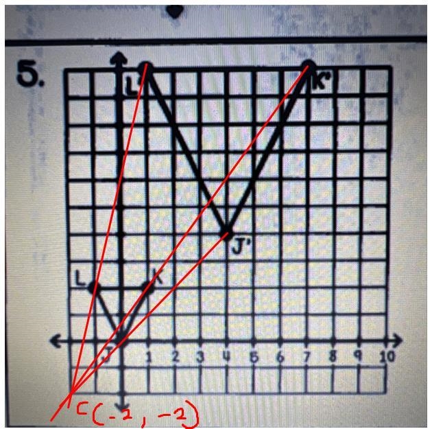 How to find the center and scale factor of #5?-example-1