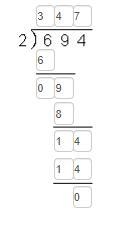 Complete the long division problem on your own sheet of paper. Then, fill in the digits-example-1