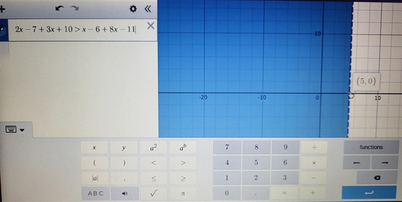 2x - 7 + 3x + 10 > x - 6 + 8x - 11-example-1