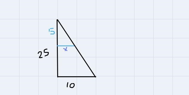 4. The triangles below lie on the same line. Find thehorizontal distance of the smaller-example-1