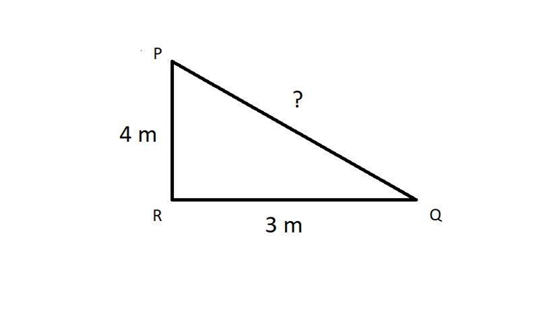 Points P and Q are respectively 4m North and 3m East of point R. Calculate the distance-example-1