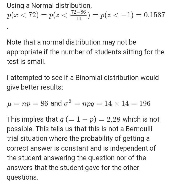 Exam scores in a biology class have a normal distribution with a mean of 84 and a-example-1